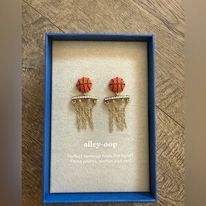 BaubleBar Orange and Gold Basketball Earrings